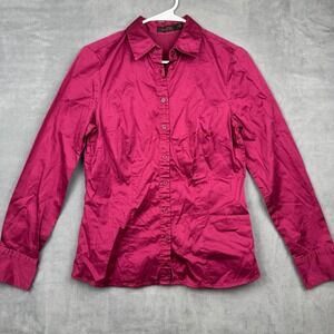 The Limited Essential Shirt Women Size Medium Magenta Long Sleeve Button Up Top